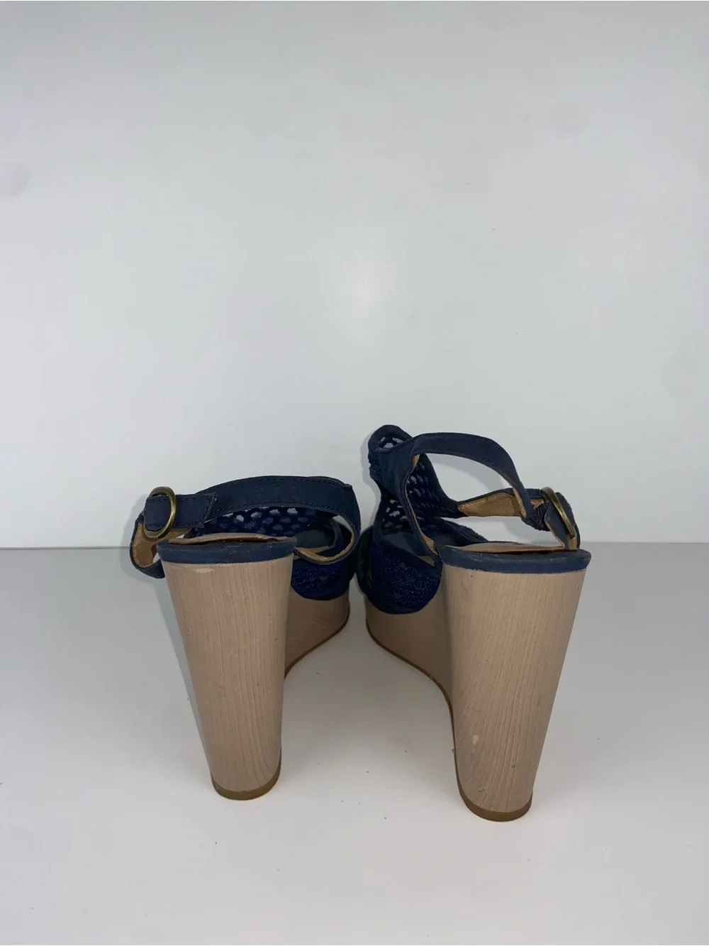 Navy Woven Slingback Wedge Sandals Lucky Brand Size 8